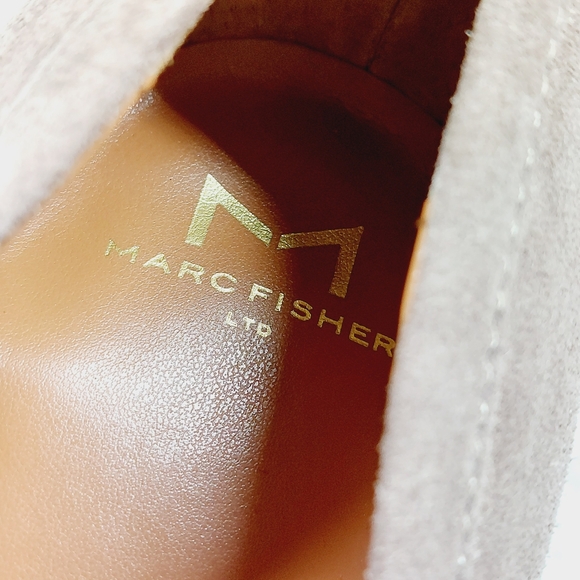 NEW Marc Fisher Taupe Tan Suede Lina Chunky Platform Heeled Loafers D1034 - Picture 10 of 11